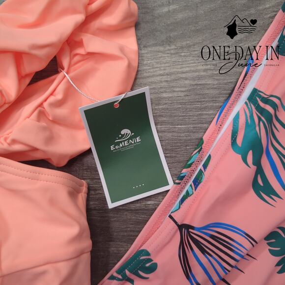 Eomenie Plus Size Ruffle Shoulder Tankini Swimsuit Size 2XL - Picture 4 of 7